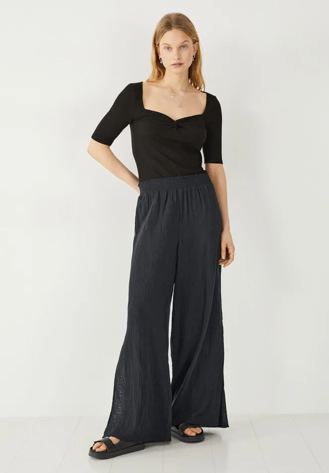 Hush Tops and Tshirts Women Sarah Knot Front Top Black Hush Tops and Tshirts Women Sarah Knot Front Top Black
