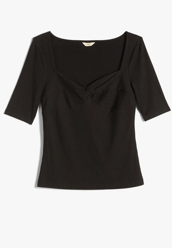 Hush Tops and Tshirts Women Sarah Knot Front Top Black Hush Tops and Tshirts Women Sarah Knot Front Top Black