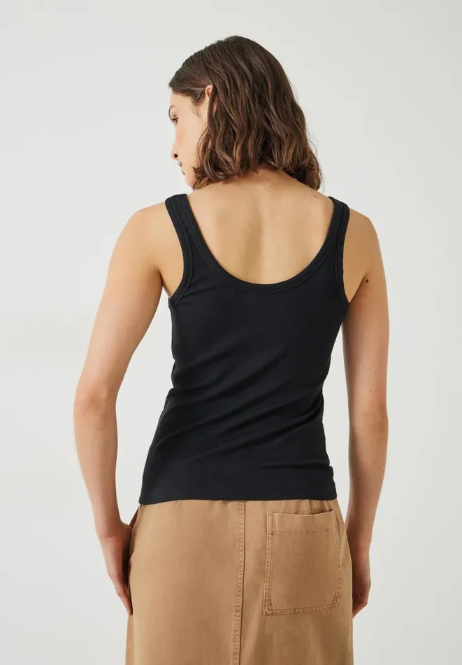 Hush Tops and Tshirts Women Seth Low Scoop Ribbed Vest Black Hush Tops and Tshirts Women Seth Low Scoop Ribbed Vest Black