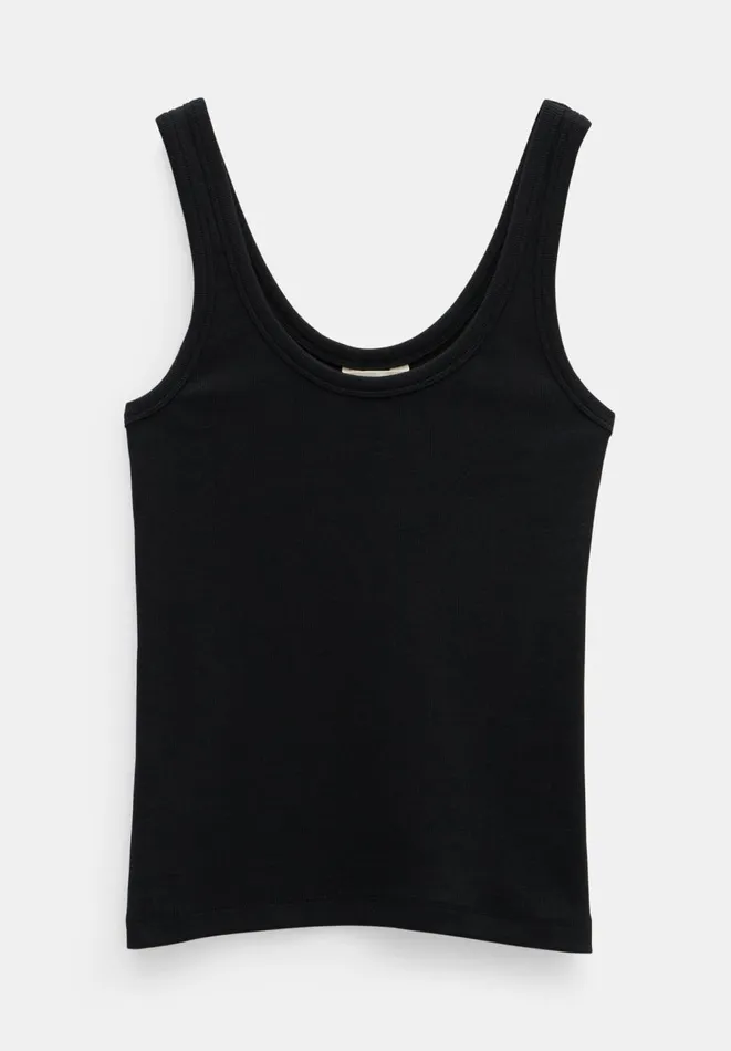 Hush Tops and Tshirts Women Seth Low Scoop Ribbed Vest Black Hush Tops and Tshirts Women Seth Low Scoop Ribbed Vest Black