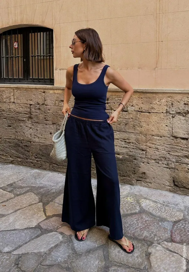 Hush Tops and Tshirts Women Seth Low Scoop Ribbed Vest Navy Hush Tops and Tshirts Women Seth Low Scoop Ribbed Vest Navy