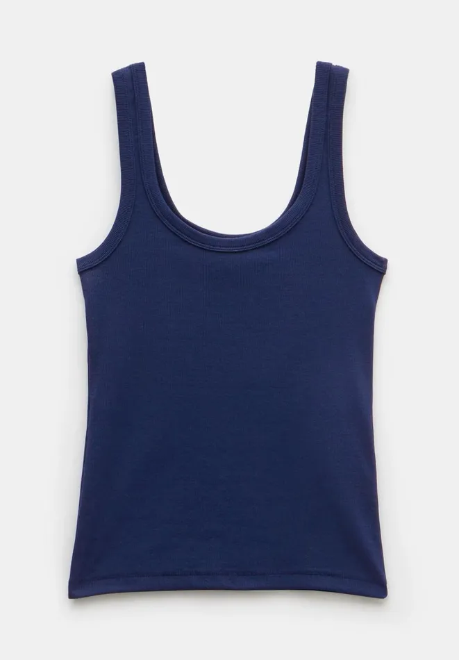 Hush Tops and Tshirts Women Seth Low Scoop Ribbed Vest Navy Hush Tops and Tshirts Women Seth Low Scoop Ribbed Vest Navy