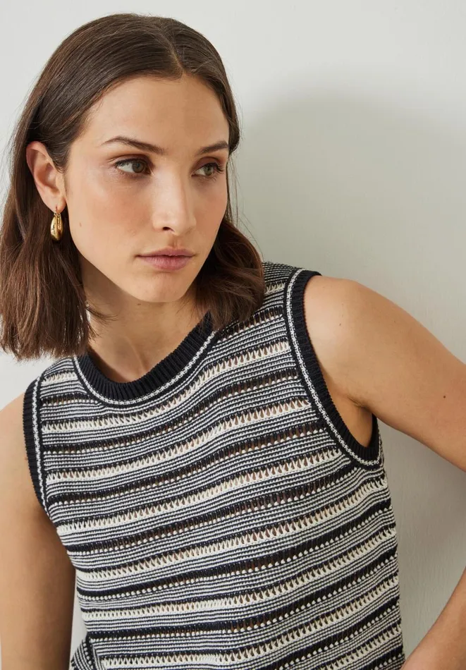 Hush Tops and Tshirts Women Shannon Textured Knitted Tank Top Black Soft White Hush Tops and Tshirts Women Shannon Textured Knitted Tank Top Black Soft White