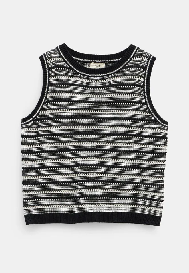 Hush Tops and Tshirts Women Shannon Textured Knitted Tank Top Black Soft White Hush Tops and Tshirts Women Shannon Textured Knitted Tank Top Black Soft White