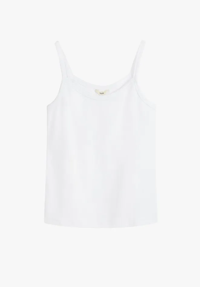 Hush Tops and Tshirts Women Shauna Thin Strap Ribbed Vest White Hush Tops and Tshirts Women Shauna Thin Strap Ribbed Vest White