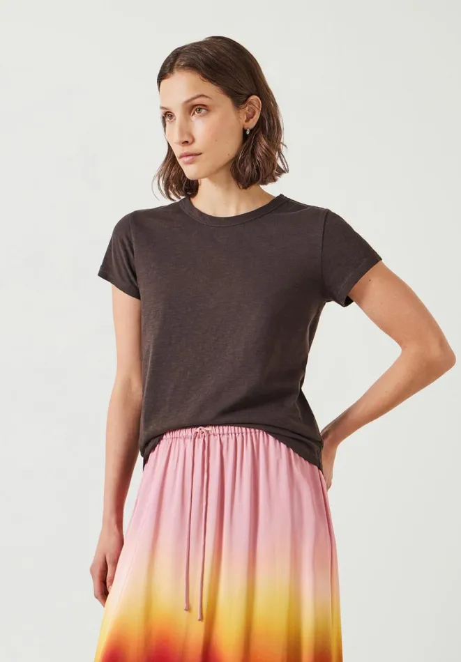 Hush Tops and Tshirts Women Slim Fit Crew TShirt Chocolate Hush Tops and Tshirts Women Slim Fit Crew TShirt Chocolate