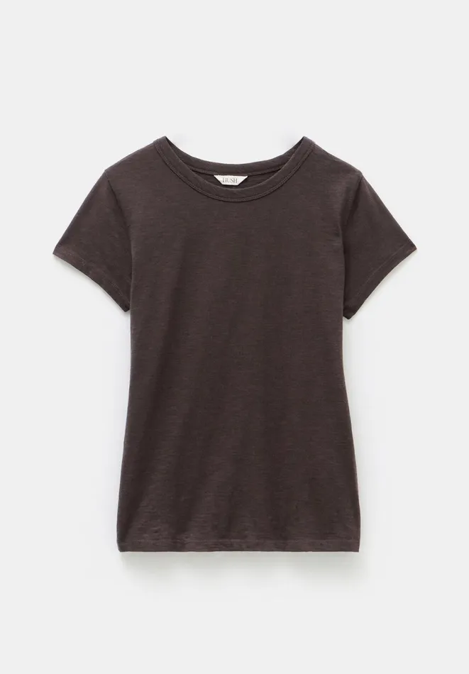 Hush Tops and Tshirts Women Slim Fit Crew TShirt Chocolate Hush Tops and Tshirts Women Slim Fit Crew TShirt Chocolate