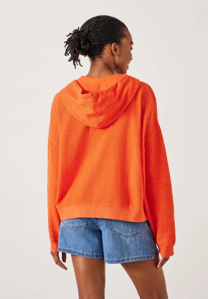 Hush Tops and Tshirts Women Tania Textured Zip Hoodie Bright Orange Hush Tops and Tshirts Women Tania Textured Zip Hoodie Bright Orange