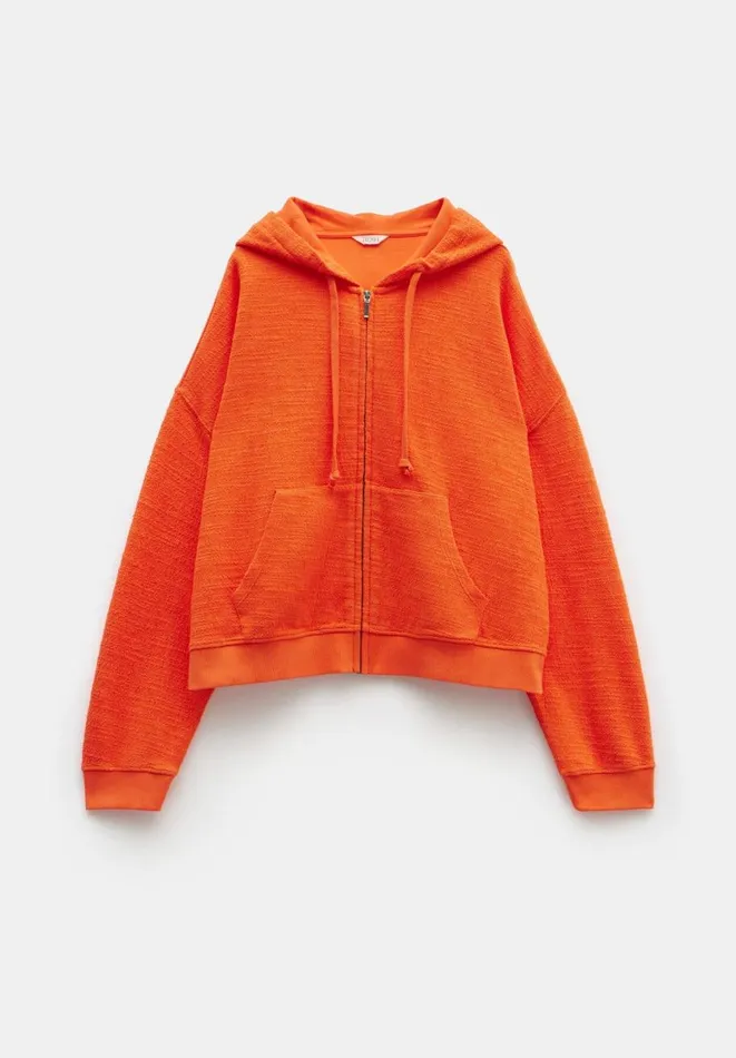 Hush Tops and Tshirts Women Tania Textured Zip Hoodie Bright Orange Hush Tops and Tshirts Women Tania Textured Zip Hoodie Bright Orange