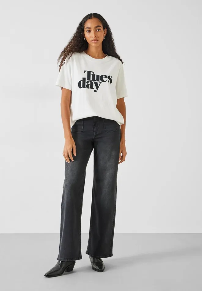 Hush Tops and Tshirts Women Tuesday Graphic Cotton TShirt White Hush Tops and Tshirts Women Tuesday Graphic Cotton TShirt White