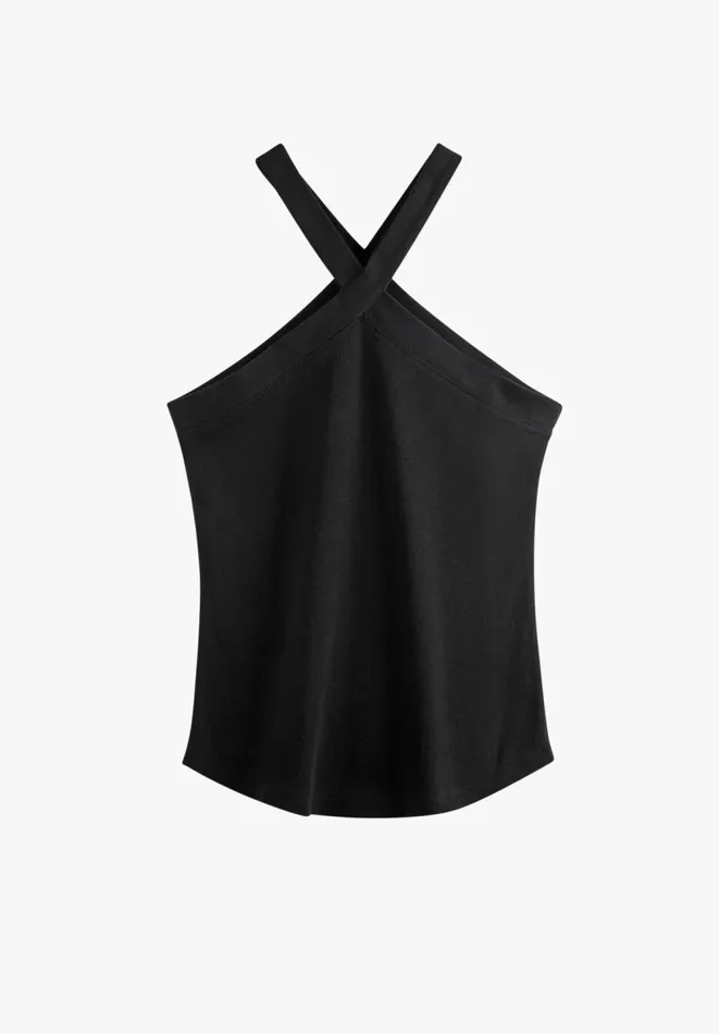 Hush Tops and Tshirts Women Tura Halterneck Cotton Vest Black Hush Tops and Tshirts Women Tura Halterneck Cotton Vest Black