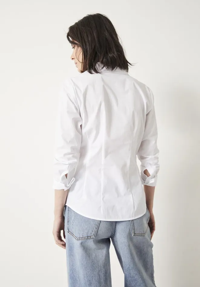Hush Tops and Tshirts Women Tylah Slim Cotton Shirt White Hush Tops and Tshirts Women Tylah Slim Cotton Shirt White