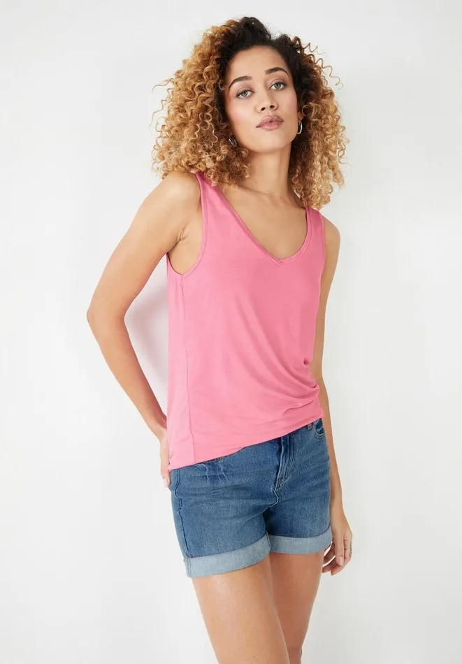 Hush Tops and Tshirts Women VNeck Jersey Vest Top Summer Pink Hush Tops and Tshirts Women VNeck Jersey Vest Top Summer Pink