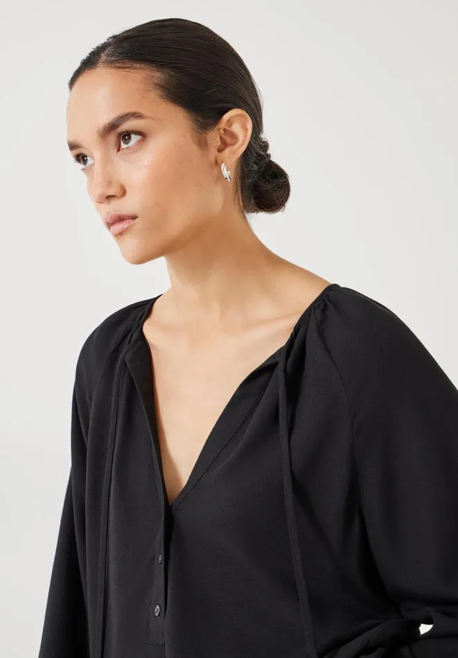 Hush Tops and Tshirts Women Zadie Tie Neck Top Black Hush Tops and Tshirts Women Zadie Tie Neck Top Black
