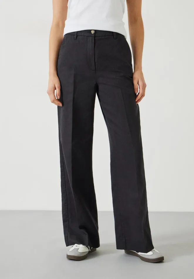 Hush Trousers Women Emily Cotton Wide Leg Trousers Black Hush Trousers Women Emily Cotton Wide Leg Trousers Black