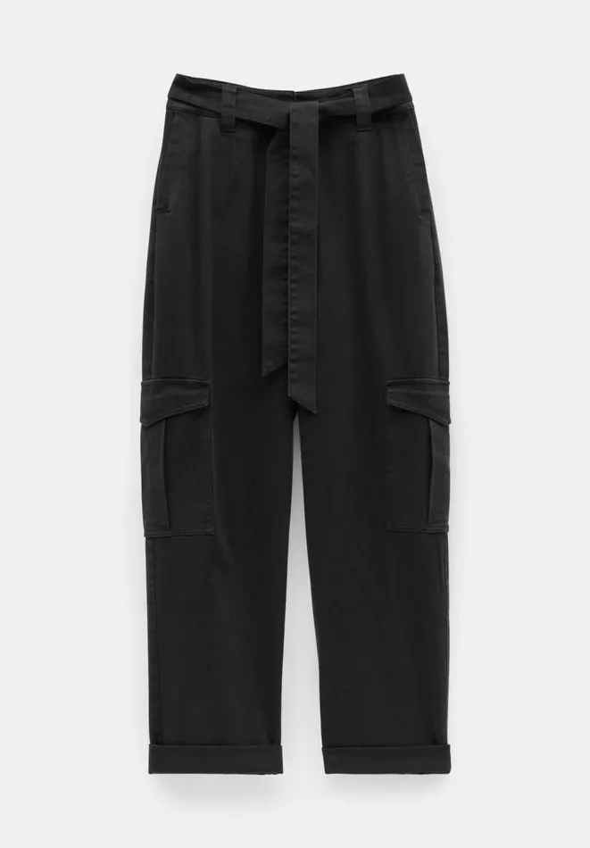 Hush Trousers Women High Waist Belted Trousers Washed Black Hush Trousers Women High Waist Belted Trousers Washed Black
