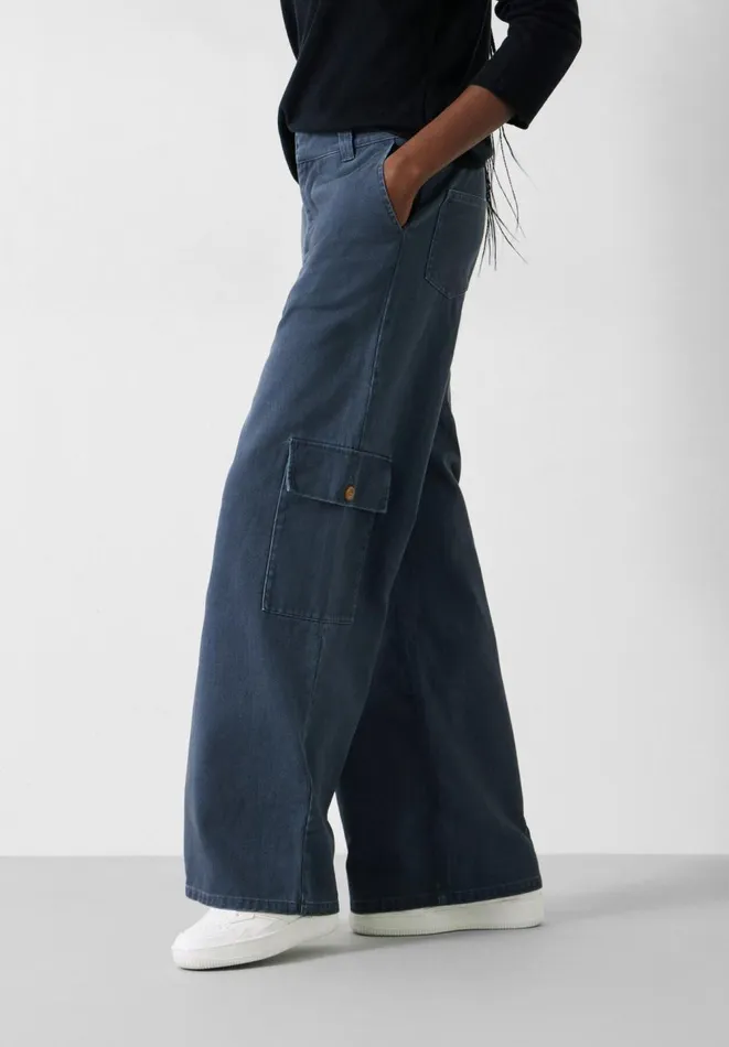 Hush Trousers Women Jess Wide Leg Cargo Trousers Blue Grey Hush Trousers Women Jess Wide Leg Cargo Trousers Blue Grey