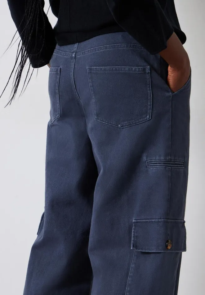 Hush Trousers Women Jess Wide Leg Cargo Trousers Blue Grey Hush Trousers Women Jess Wide Leg Cargo Trousers Blue Grey