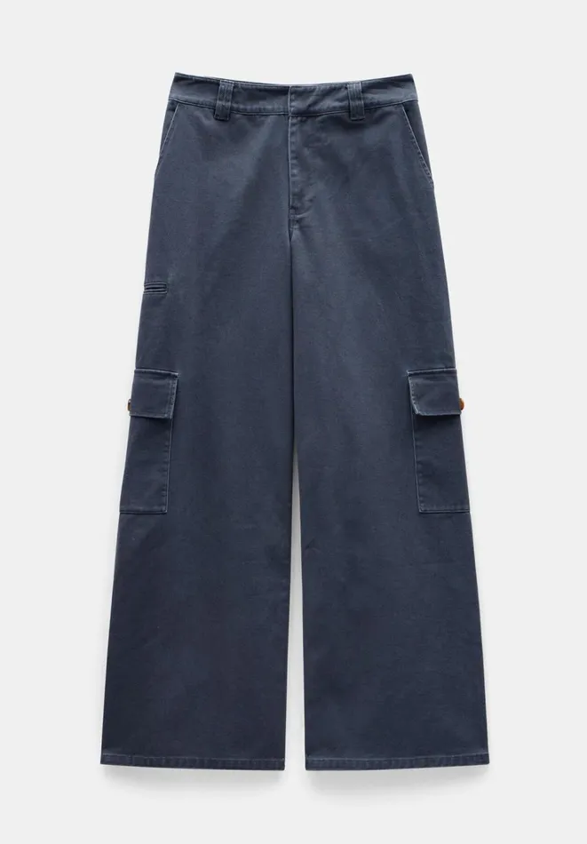 Hush Trousers Women Jess Wide Leg Cargo Trousers Blue Grey Hush Trousers Women Jess Wide Leg Cargo Trousers Blue Grey