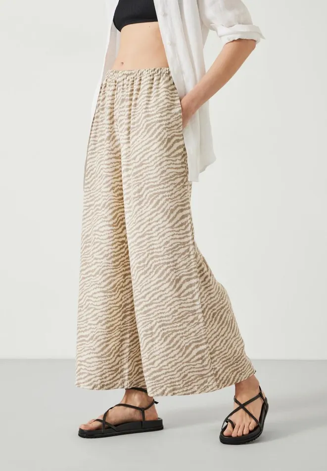 Hush Trousers Women Melissa Linen Wide Leg Trousers Vintage Scribble Neutral Hush Trousers Women Melissa Linen Wide Leg Trousers Vintage Scribble Neutral