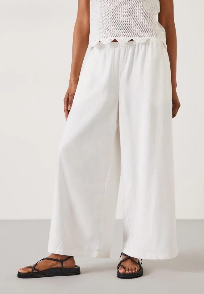 Hush Trousers Women Melissa Linen Wide Leg Trousers White Hush Trousers Women Melissa Linen Wide Leg Trousers White