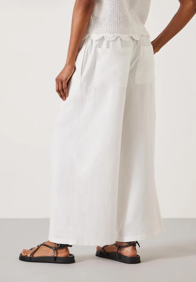 Hush Trousers Women Melissa Linen Wide Leg Trousers White Hush Trousers Women Melissa Linen Wide Leg Trousers White