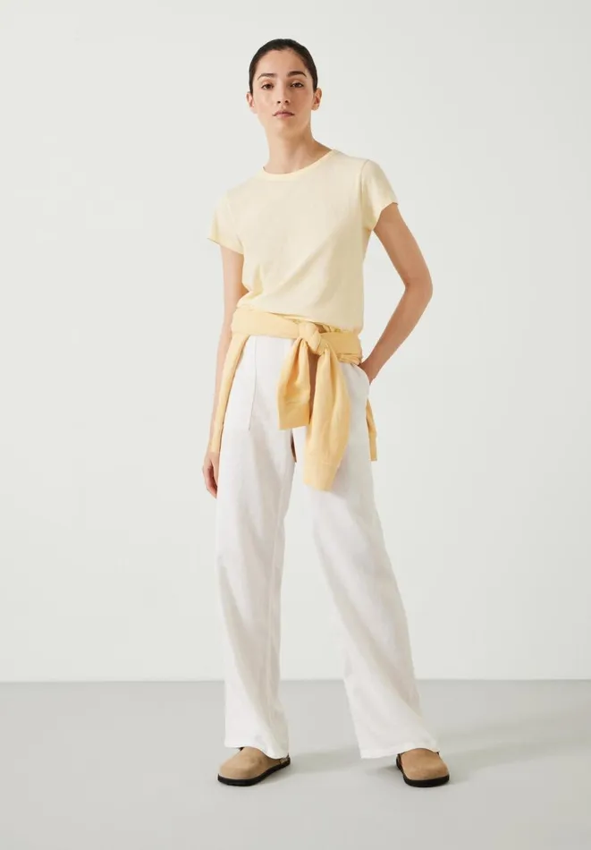 Hush Trousers Women Raye Linen Straight Leg Trousers White