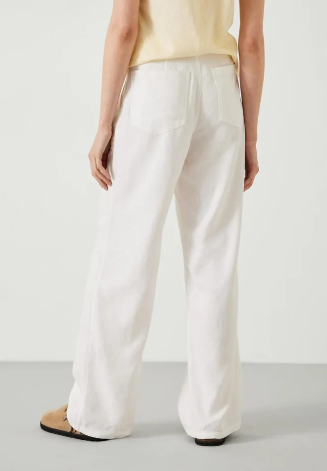 Hush Trousers Women Raye Linen Straight Leg Trousers White Hush Trousers Women Raye Linen Straight Leg Trousers White