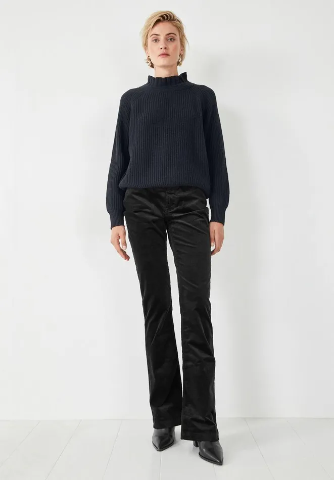 Hush Trousers Women Sable Cord Slim Flare Trousers Black
