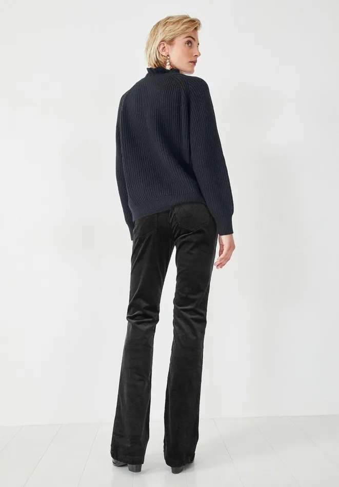 Hush Trousers Women Sable Cord Slim Flare Trousers Black Hush Trousers Women Sable Cord Slim Flare Trousers Black