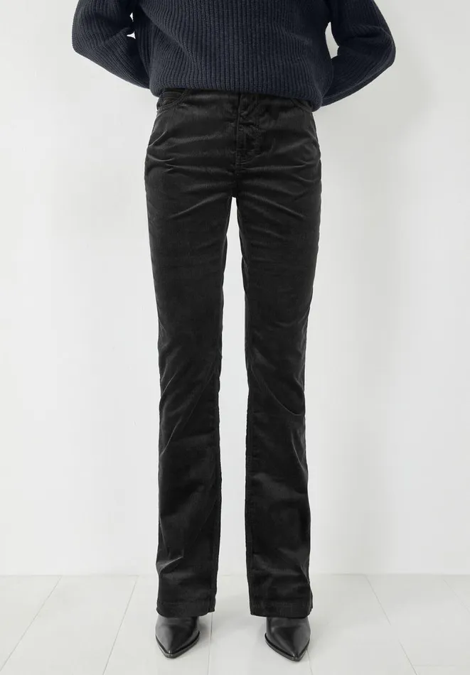 Hush Trousers Women Sable Cord Slim Flare Trousers Black Hush Trousers Women Sable Cord Slim Flare Trousers Black
