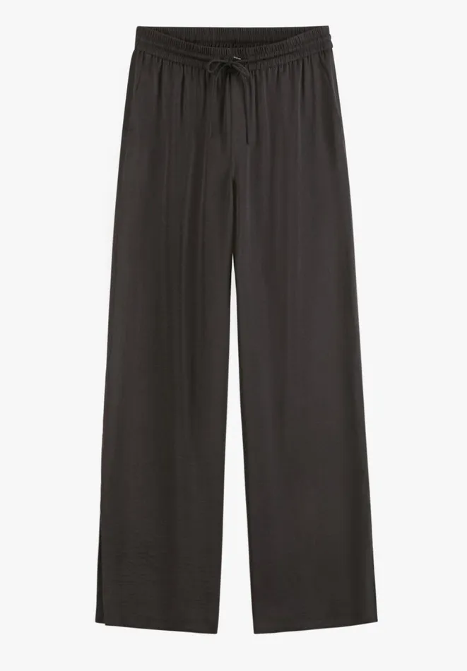 Hush Trousers Women Wide Leg Satin Trousers Black Hush Trousers Women Wide Leg Satin Trousers Black