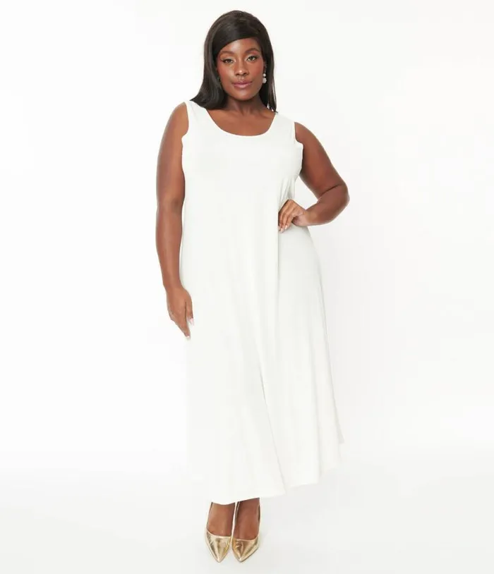Ivory Slip Maxi Dress DressesPlus Unique Vintage Midi and Maxi