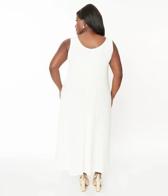 Ivory Slip Maxi Dress DressesPlus Unique Vintage Midi and Maxi