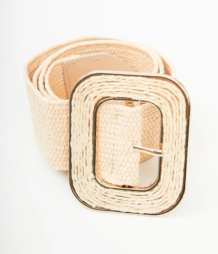 Ivory Woven Square Belt Accessories Unique Vintage Belts