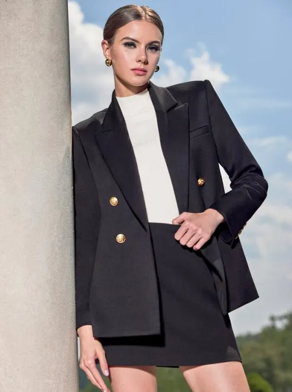 Jackets Coats Women Alice Olivia ANTHONY DOUBLE BREASTED BLAZER Black