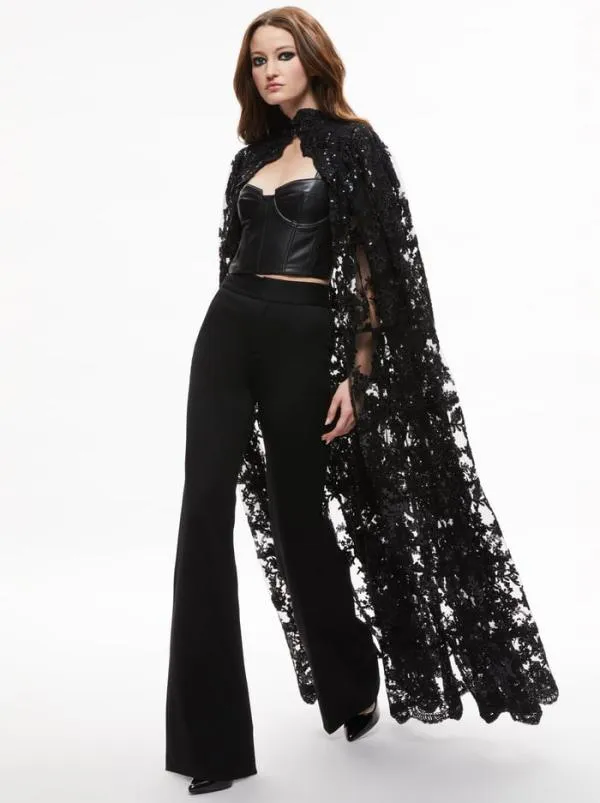 Jackets Coats Women Alice Olivia AURELIA LACE EMBELLISHED CAPE Black