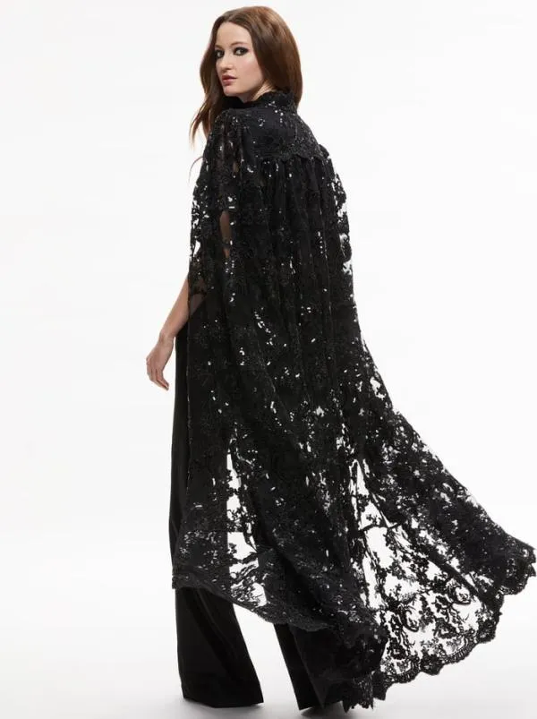 Jackets Coats Women Alice Olivia AURELIA LACE EMBELLISHED CAPE Black