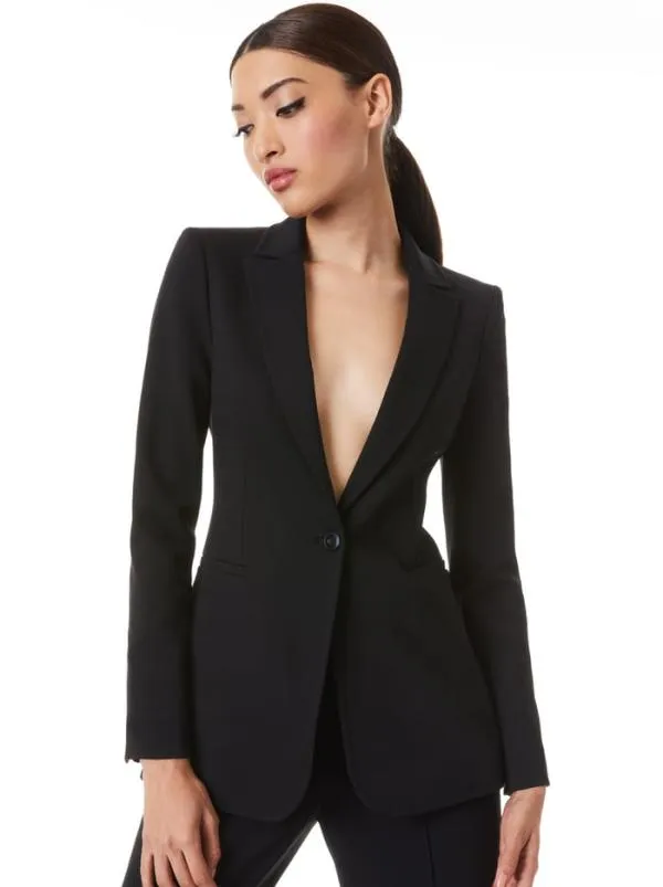Jackets Coats Women Alice Olivia BREANN LONG FITTED BLAZER Black