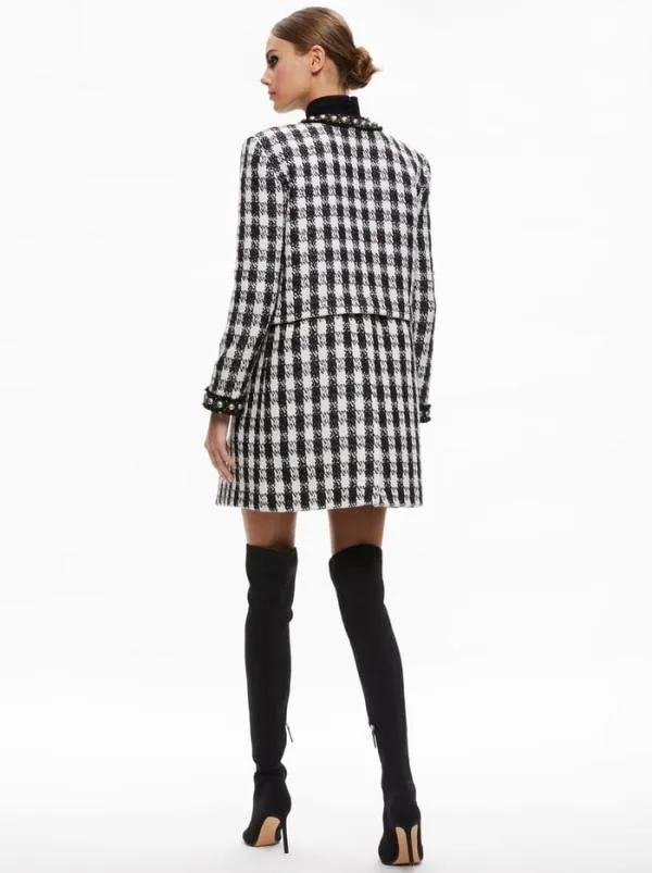 Jackets Coats Women Alice Olivia DEON TWOFER TWEED JACKET Blackwhite