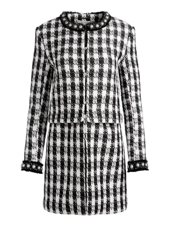 Jackets Coats Women Alice Olivia DEON TWOFER TWEED JACKET Blackwhite