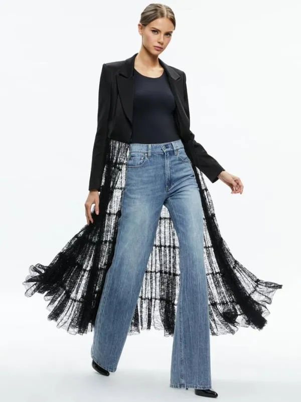 Jackets Coats Women Alice Olivia EVERLY DRAMA LACE MAXI BLAZER Black
