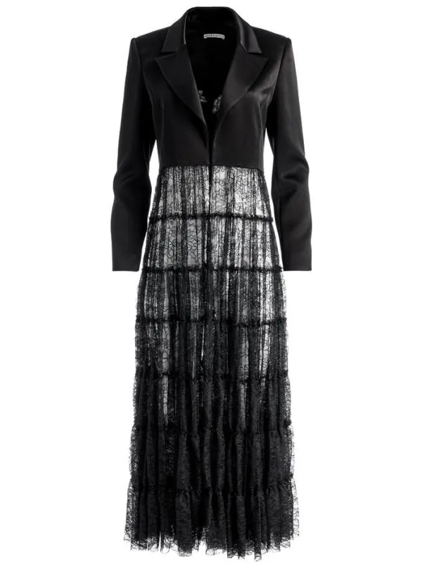 Jackets Coats Women Alice Olivia EVERLY DRAMA LACE MAXI BLAZER Black