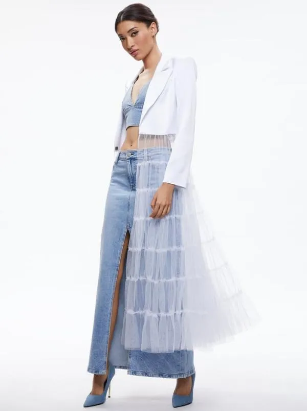Jackets Coats Women Alice Olivia EVERLY TULLE BLAZER White