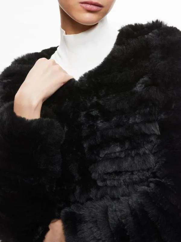 Jackets Coats Women Alice Olivia FAWN FAUX FUR TEXTURED JACKET Black