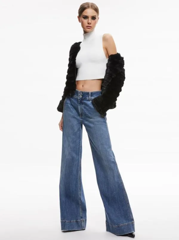 Jackets Coats Women Alice Olivia FAWN FAUX FUR TEXTURED JACKET Black