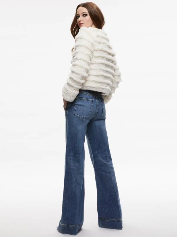Jackets Coats Women Alice Olivia FAWN FAUX FUR TEXTURED JACKET Ecru