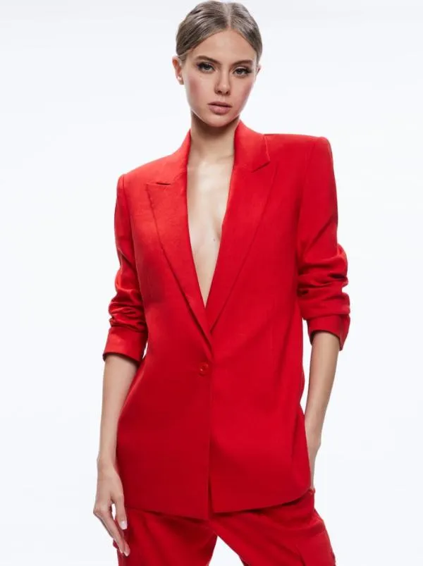 Jackets Coats Women Alice Olivia JOHANNA BOXY STRONG SHOULDER BLAZER Cinnamon