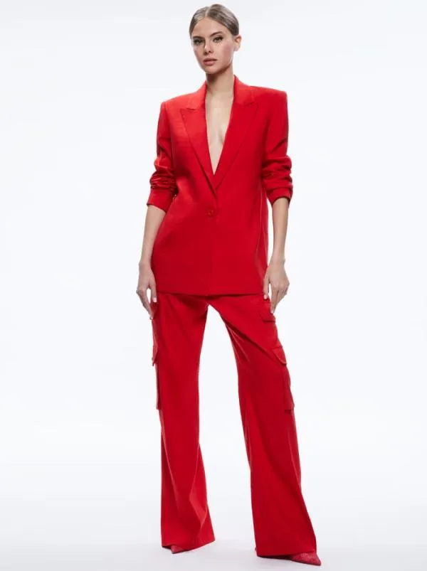 Jackets Coats Women Alice Olivia JOHANNA BOXY STRONG SHOULDER BLAZER Cinnamon