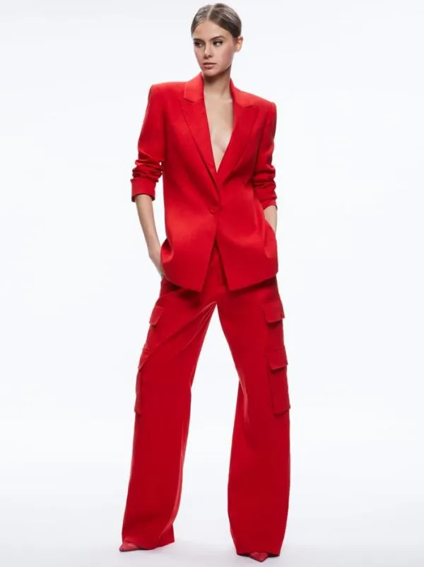 Jackets Coats Women Alice Olivia JOHANNA BOXY STRONG SHOULDER BLAZER Cinnamon
